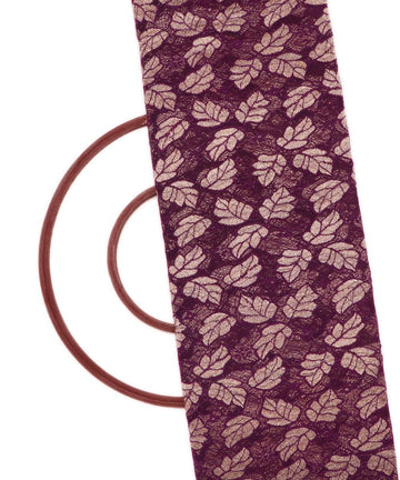 wine and golden foil print cut work net fabric hs131 5571
